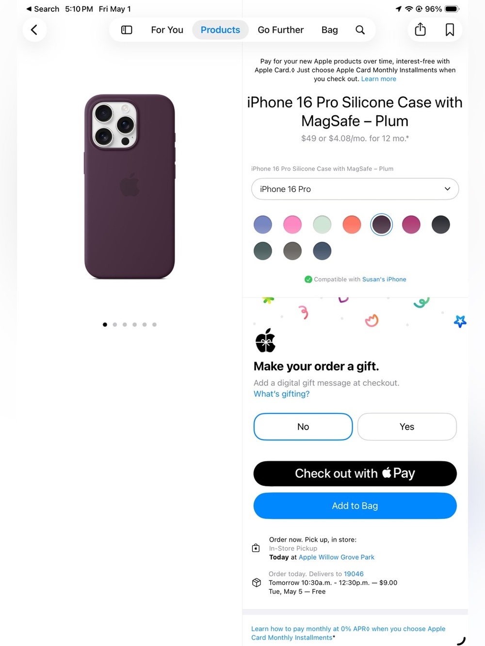 Apple Silicone iPhone 16 Pro Case — Plum